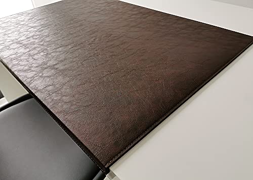 Gewinkelte Schreibtischunterlage mit Kantenschutz in Lora Leder 60 x 38 dunkel braun von Profi-Mats