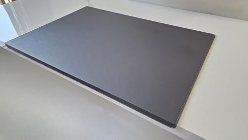 Gewinkelte Schreibtischunterlage mit Kantenschutz sanft lux Leder 60 x 38 Grau von Profi-Mats