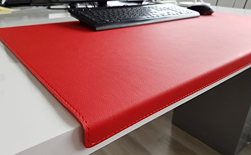 Gewinkelte Schreibtischunterlage mit Kantenschutz sanft lux Leder 60 x 38 Rot von Profi-Mats