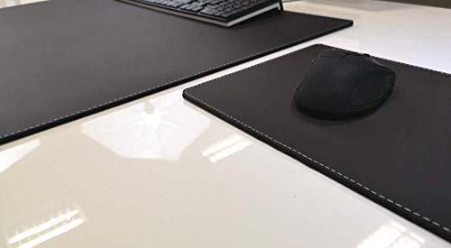 Schreibtischunterlage Echt Leder Schwarz mit grauer Naht 70 x 50 cm Echt Nappaleder glatt. Ohne Mousepad von Profi-Mats
