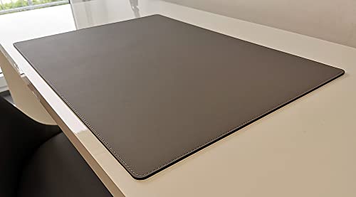 Schreibtischunterlage in Echt Leder Rindsleder 70cm x 50cm Grau von Profi-Mats