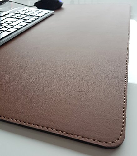 Schreibtischunterlage sanft lux Leder 60 x 40 Braun mit Braune Naht von Profi-Mats