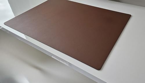 Schreibtischunterlage sanft lux Leder 90 x 50 Braun mit Braune Naht von Profi-Mats