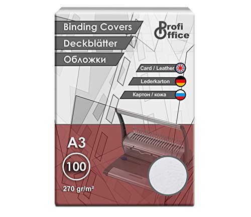 ProfiOffice® Deckblätter, DIN A3, Lederoptik, weiß, A3 270g/m², 100 Stück (29021) von ProfiOffice