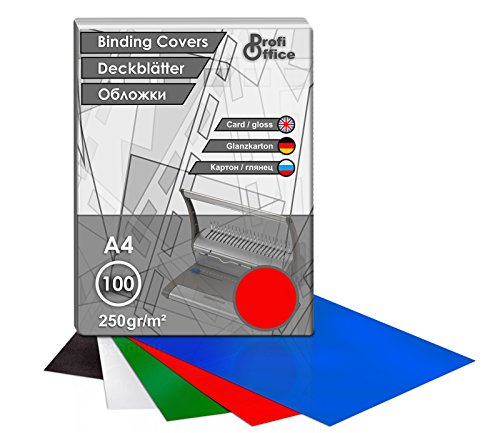 ProfiOffice® Deckblätter, DIN A4, Hochglanz Karton, rot, 250 g/m2, 100 Stück(49004) von ProfiOffice