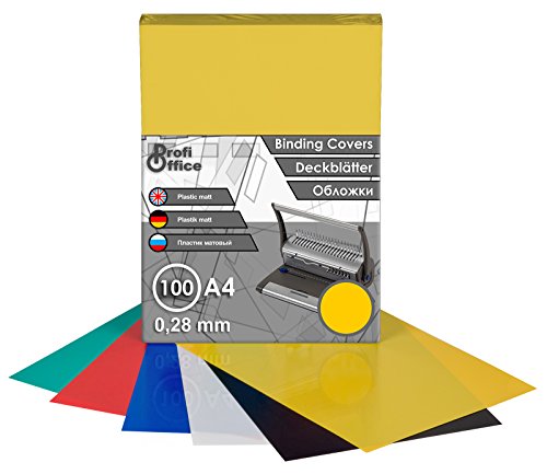 ProfiOffice® Deckblätter, DIN A4, matt, gelb, 0,28mm, 100 Stück(39006) von ProfiOffice