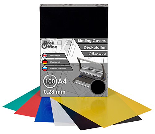 ProfiOffice® Deckblätter, DIN A4, matt, schwarz, 0,28mm, 100 Stück(39002) von ProfiOffice