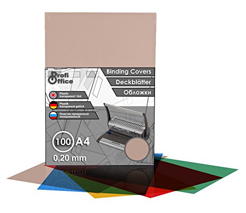 ProfiOffice® Deckblätter, DIN A4, transparent-Rauch-braun, glänzend, 0.20 mm, 100 Stück(59006) von ProfiOffice