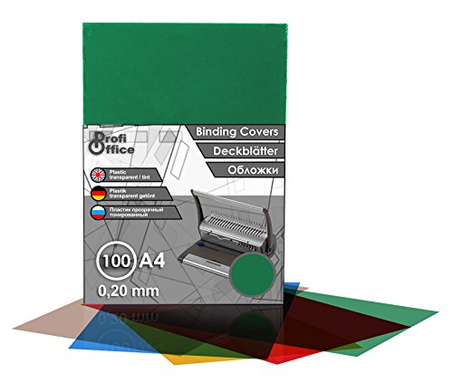 ProfiOffice® Deckblätter, DIN A4, transparent-grün, glänzend, 0.20 mm, 100 Stück(59003) von ProfiOffice