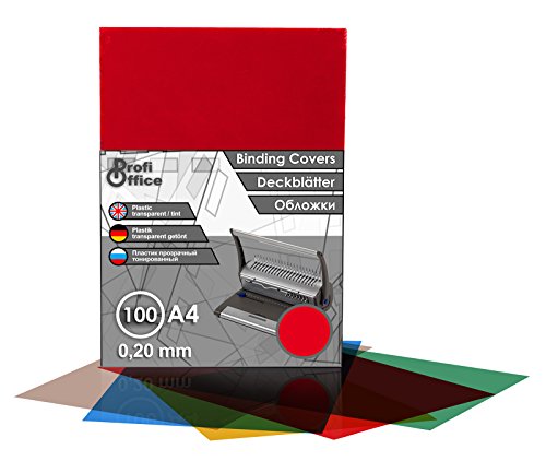 ProfiOffice® Deckblätter, DIN A4, transparent-rot, glänzend, 0.20 mm, 100 Stück(59004) von ProfiOffice