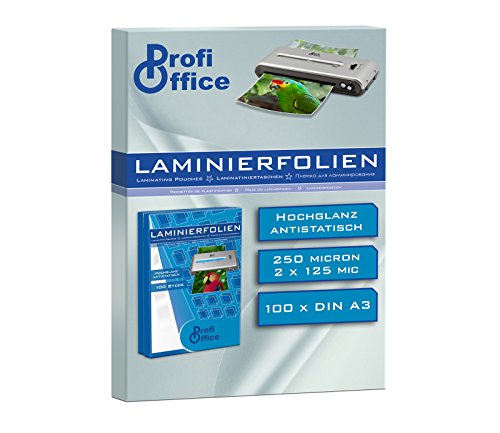 ProfiOffice® Laminierfolien, DIN A3, 2 x 125 Mikron, 100 Stück (19015) von ProfiOffice