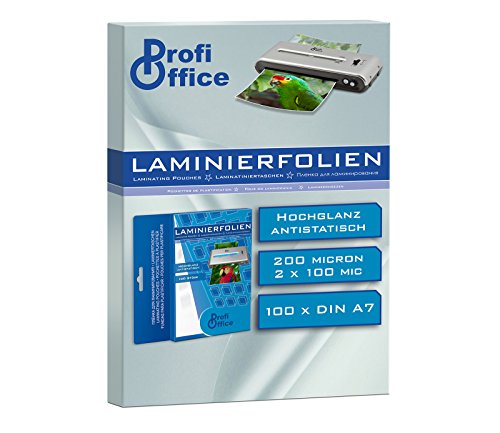 ProfiOffice® Laminierfolien, DIN A7, 2 x 100 Mikron, 100 Stück (19005) von ProfiOffice