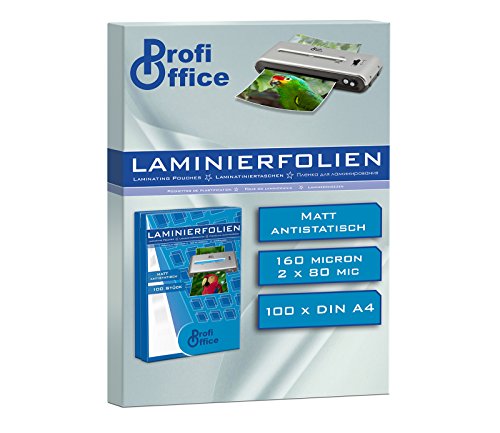 ProfiOffice® Laminierfolien, matt, DIN A4, 2 x 80 Mikron, 100 Stück (19903) von ProfiOffice