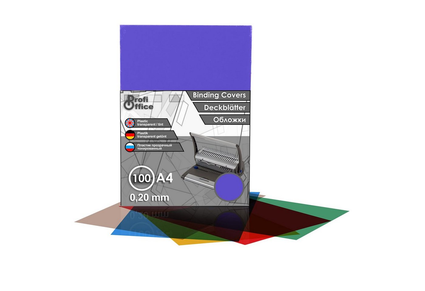 ProfiOffice Bindegerät ProfiOffice 100 Deckblätter A4, violett-transparent, matt/glänzend, PP, matt von ProfiOffice