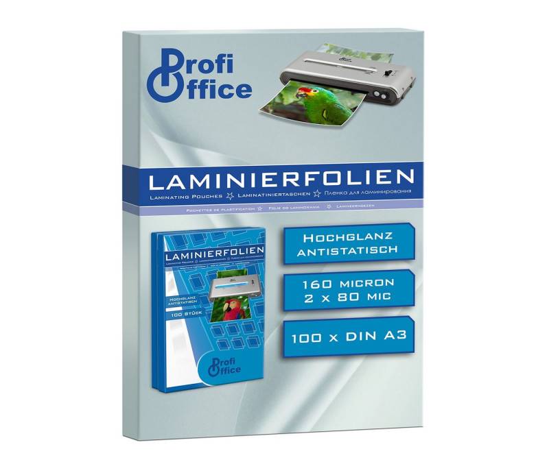 ProfiOffice Schutzfolie 100 ProfiOffice Laminierfolien, A3, 80 mic, glossy-transparent von ProfiOffice