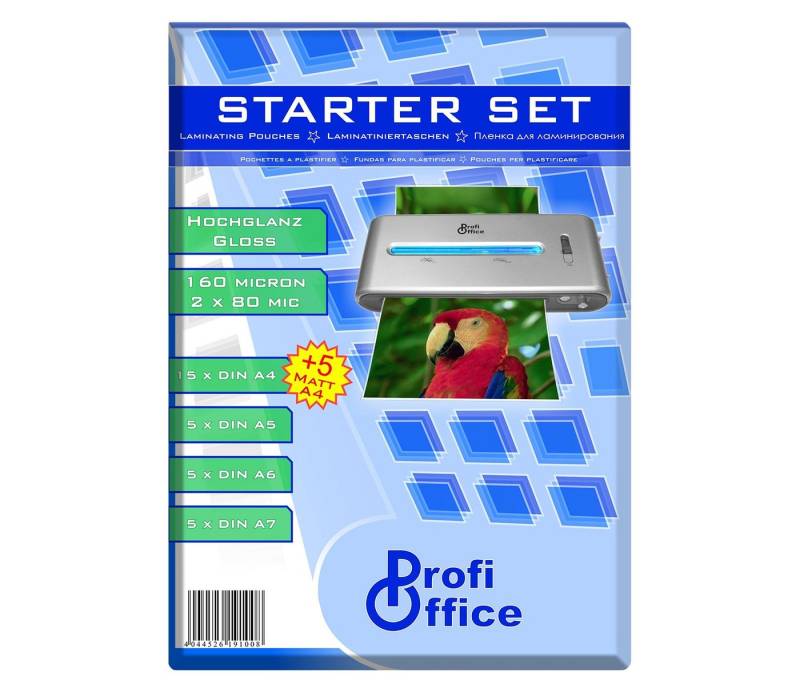 ProfiOffice Schutzfolie Laminierfolien Starter Set 2x80mic, glossy-transparent von ProfiOffice