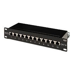 ProfiPatch SCENetwork KAT6 CAT6 Class E 12 Port Patchpanel Patchfeld aus Metall, schwarz RAL9005, 250MHz 1Gbit, zur 10" Montage im 10 Zoll Schrank von ProfiPatch