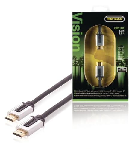 Profigold High Speed​ HDMI-Kabel mit Ethernet, Anschluss auf Anschluss (1m) schwarz von Profigold