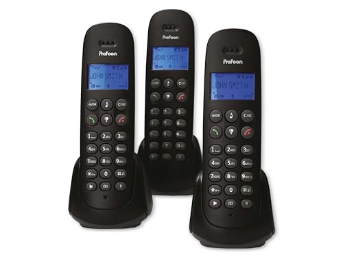 DECT-Telefon mit 3 Mobilteilen schwarz von Profoon