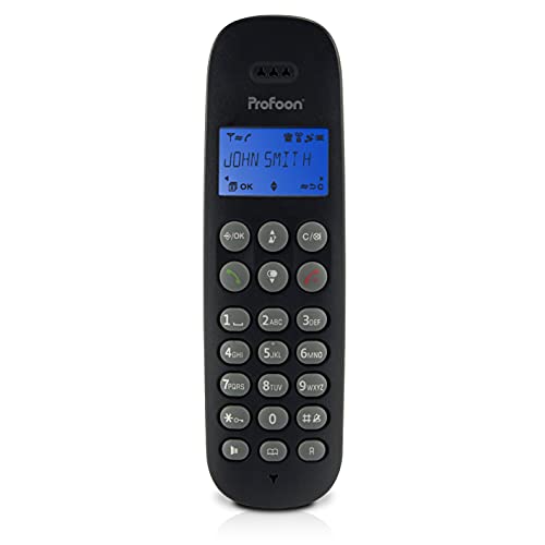 Profoon PDX - 300 DECT Telefon - Schnurloses Telefon - Gap-kompatibel: erweiterbar - Hörgerätekompatibel - Freisprechfunktion - Telefonbuch - Schwarz von Profoon