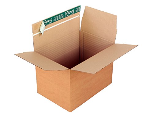 10 Stück, Versandkarton FLIXBOX® VARI „PREMIUM“ PP K14.04, mit umweltfreundlicher Selbstklebeverschluss, DIN A4, Außenmaße 312x223x140-224 von Progress Pack