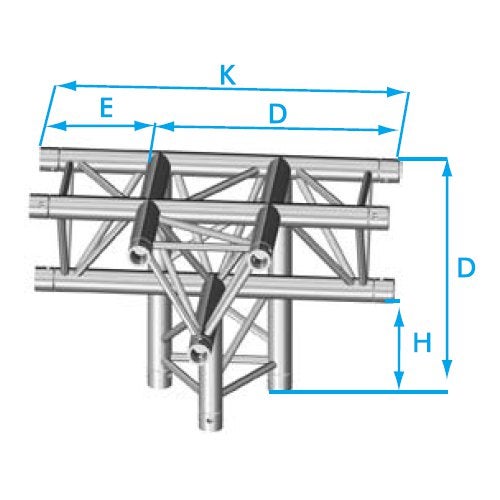 Prolyte X30D 3-Punkt-Traverse 4-Wege-T-Stück, abwärts Prolyte X30D 3-Punkt-Traverse 4-Wege-T-Stück, abwärts von Prolyte