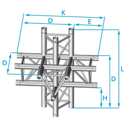 Prolyte X30D 3-Punkt-Traverse 5-Wege-Stück, vertikal Prolyte X30D 3-Punkt-Traverse 5-Wege-Stück, vertikal von Prolyte