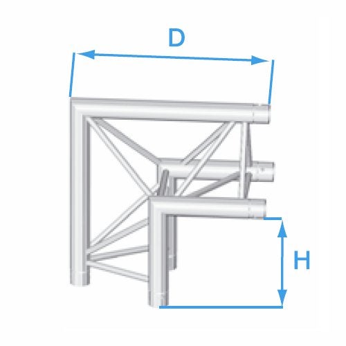 Prolyte X30D 3-Punkt-Traverse 90 Grad-Ecke, aufwärts Prolyte X30D 3-Punkt-Traverse 90 Grad-Ecke, aufwärts von Prolyte