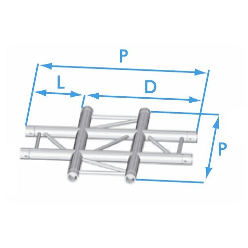 Prolyte X30L 2-Punkt-Traverse, 4-Wege-Stück, platt Prolyte X30L 2-Punkt-Traverse, 4-Wege-Stück, platt von Prolyte
