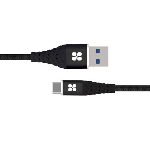 Promate NerveLink-C, USB-C -Kabel 3A Schnellladung, Hochleistungs-Nylon-geflochtenes 1,2-Meter-Kabel mit Kurzschlussschutz, Langer Lebensdauer und Anti-Tangle-Kabel-Design für alle Geräte mit Typ C von Promate