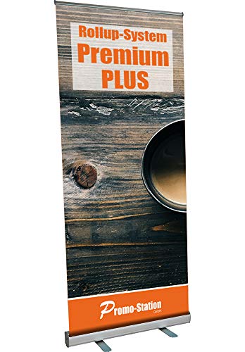 Roll Up Premium Plus | Rollup ohne Banner, ohne Druck | einseitiges Alu Roll-Up, Silber eloxiert | inkl. Tragetasche | Rollup Banner Bannerdisplay Werbebanner Aufsteller für Werbung (100cm x 200cm) von Promo-Station GmbH