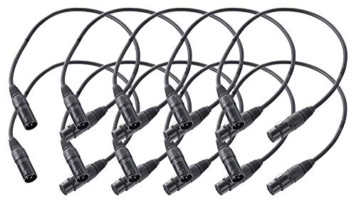 10er Set Pronomic XFXM-0.5 Mikrofonkabel (0,5m Länge, XLR female 3-pol -> XLR male 3-pol, Stecker handgelötet, säure- und ölfest, Spannzangen-Zugentlastung) schwarz von Pronomic