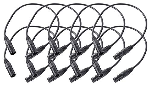 10er Set Pronomic XFXM-0.5 Mikrofonkabel (0,5m Länge, XLR female 3-pol -> XLR male 3-pol, Stecker handgelötet, säure- und ölfest, Spannzangen-Zugentlastung) schwarz von Pronomic