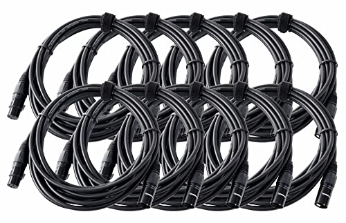 10er Set Pronomic XFXM-5 Mikrofonkabel (5m Länge, XLR female 3-pol -> XLR male 3-pol, Stecker handgelötet, säure- und ölfest, Spannzangen-Zugentlastung) schwarz von Pronomic