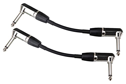 2er Set Pronomic Stage INST-A-015 Klinkenkabel (6,3 mm Winkelstecker, Patchkabel, Steckverbindung für Effektgeräte, Länge 0,15 m) Schwarz von Pronomic