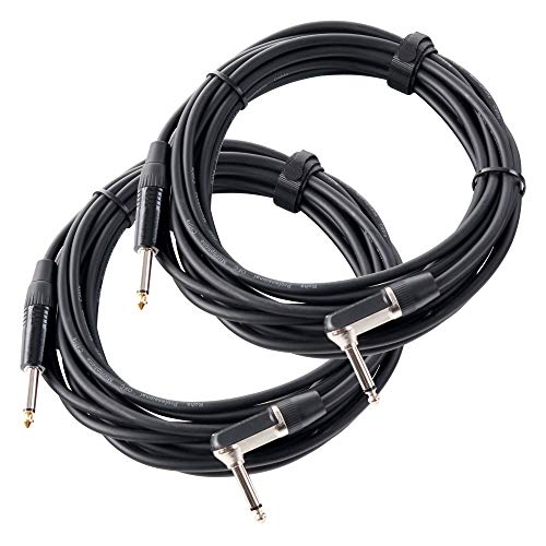 2er Set Pronomic Stage INST-A-6 Klinkenkabel (6,3 mm Winkelstecker, Gitarren-/Instrumentenkabel, Länge 6 m) Schwarz von Pronomic