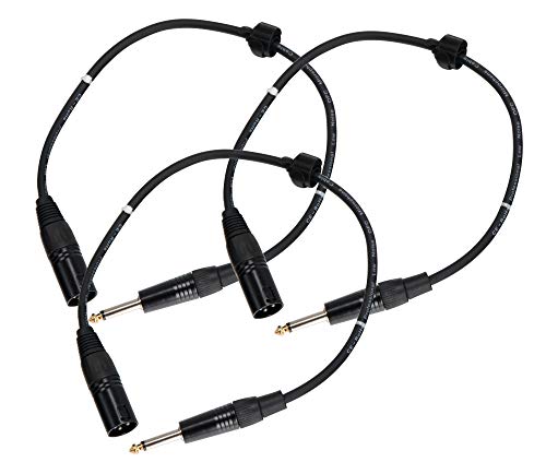 3er SET Pronomic Stage JMXM-0,5 Monoklinke/XLR Kabel 0,5m (unsymmetrisch abgeschirmt, XLR male 3-pol auf 6,3 mm Klinke mono, inkl. Kabelklette) schwarz von Pronomic