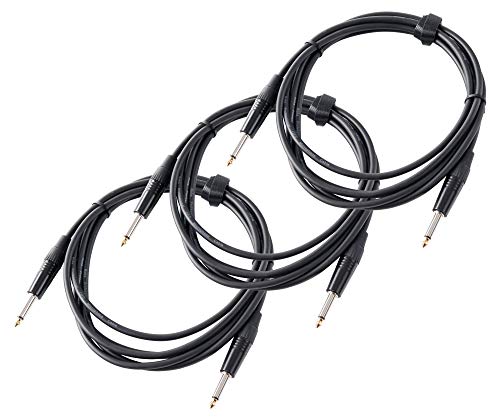 3er Set Pronomic Stage INST-3 Instrumentenkabel 3m (6,3 mm Klinke, Verbindungskabel, Gitarre, vergoldete Steckerspitzen, Spannzangen-Zugentlastung) schwarz von Pronomic
