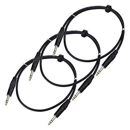 3er Set Pronomic Stage INSTS-1 Stereo-Klinkenkabel (symmetrisch abgeschirmt, zweiadrig, 6,3mm Stereo-Klinke ⇒ 6,3mm Stereo-Klinke, 1 m lang) Schwarz von Pronomic