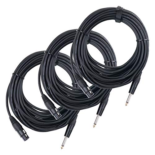3er Set Pronomic XFJ-10 XLR zu Klinke Kabel (unsymmetrisches Mikrofonkabel, Länge 10m, säure- und ölfest, Spannzangen-Zugentlastung) schwarz von Pronomic