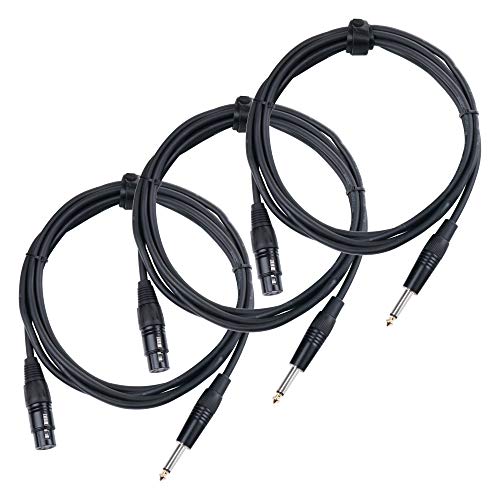 3er Set Pronomic XFJ-2.5 XLR zu Klinke Kabel (unsymmetrisches Mikrofonkabel, Länge 2,5m, säure- und ölfest, Spannzangen-Zugentlastung) schwarz von Pronomic