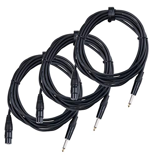 3er Set Pronomic XFJ-5 XLR zu Klinke Kabel (unsymmetrisches Mikrofonkabel, Länge 5m, säure- und ölfest, Spannzangen-Zugentlastung) schwarz von Pronomic