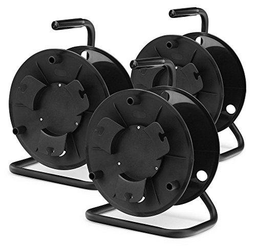 3x Pronomic KT-100 Kabeltrommel leer (Leertrommel für Kabel, Draht, Seil, Schlauch usw.) schwarz von Pronomic