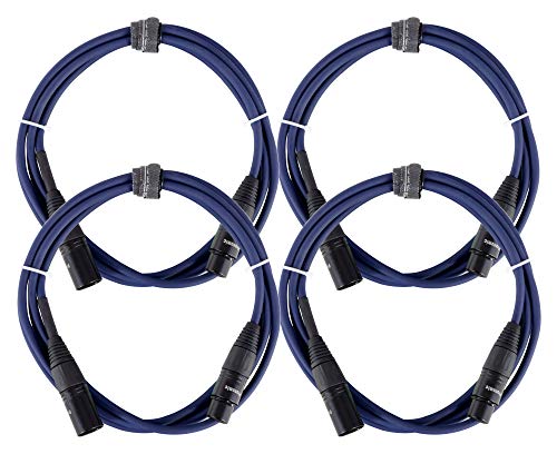 4er Set Pronomic Stage DMX3-2,5 DMX-Kabel 2,5 Meter (zur Verkabelung von Lichteffekten, Goldkontakte, Mantelfarbe: Blau, XLR Male zu XLR Female) von Pronomic