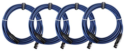 4er Set Pronomic Stage DMX3-5 DMX-Kabel 5 Meter (zur Verkabelung von Lichteffekten, Goldkontakte, Mantelfarbe: Blau, XLR Male zu XLR Female) von Pronomic