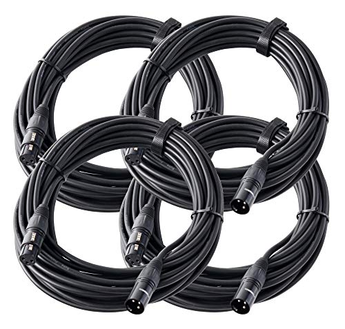 4er Set Pronomic XFXM-10 Mikrofonkabel (10m Länge, XLR female 3-pol -> XLR male 3-pol, Stecker handgelötet, säure- und ölfest, Spannzangen-Zugentlastung) schwarz von Pronomic