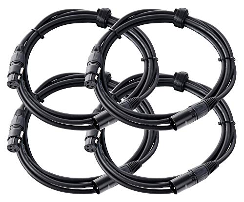 4er Set Pronomic XFXM-2.5 Mikrofonkabel (2,5m Länge, XLR female 3-pol -> XLR male 3-pol, Stecker handgelötet, säure- und ölfest, Spannzangen-Zugentlastung) schwarz von Pronomic