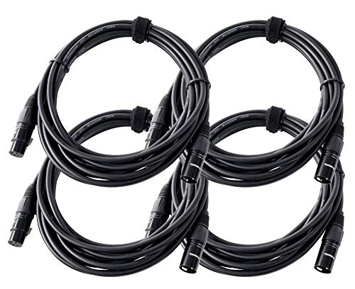 4er Set Pronomic XFXM-5 Mikrofonkabel (5m Länge, XLR female 3-pol -> XLR male 3-pol, Stecker handgelötet, säure- und ölfest, Spannzangen-Zugentlastung) schwarz von Pronomic