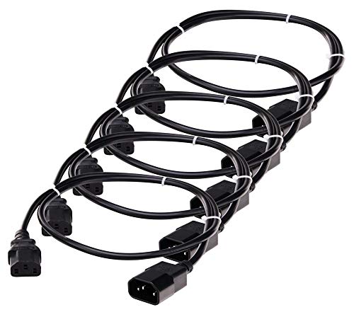 5X Pronomic IECIEC-1 Netzkabel Verlängerung 1m (Kaltgeräte Stecker auf Kaltgeräte Buchse, sehr flexibel) von Pronomic