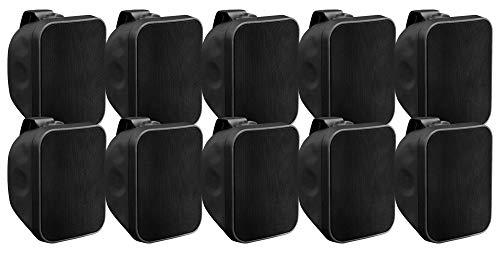 Pronomic 10x OLS-5 BK DJ PA Outdoor-Lautsprecher für Garten, Terrasse, Restaurant (10x 80 Watt, Schutzart IP56, 8 Ohm, 5,25" Woofer) schwarz von Pronomic